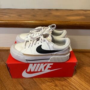 Nike Court Legacy Lift, Womens Size 6.5, White/Hemp/Team Orange/Black